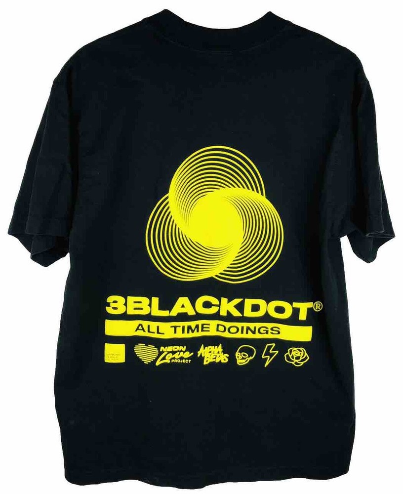 3 Black Dot Men’s Size M Black T Shirt Short Sleeve All Times Doing Neon Love