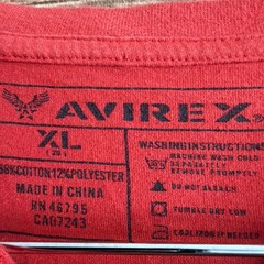 FLAW- Avirex Shirt Mens Extra Large Red Thermal Sleeve Logo y2k (FITS SLIM)