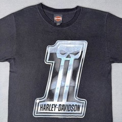 Harley Davidson T Shirt Mens S Black Number 1 Skull Dealer Biker Graphic Tee