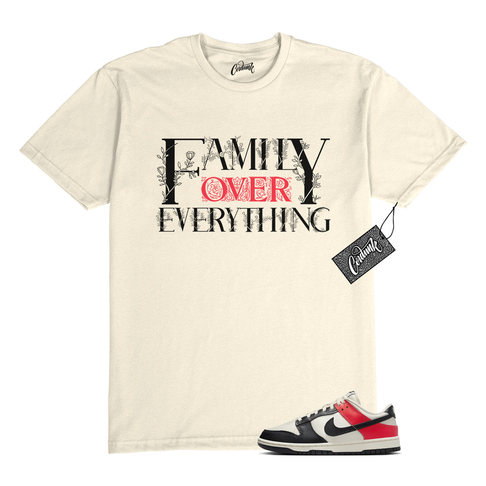 Dunk Bright Crimson Black Toe Pale Ivory Low T Shirt to Match FAM