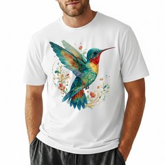 Hummingbird Floral Art Nature Retro Gift Men Women T-Shirt Tee