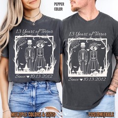 Custom Halloween Couple Shirt, Personalized Wedding Anniversary Gift For Couples