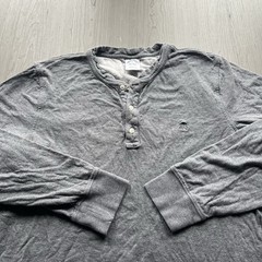Brooks Brothers Henley Shirt Mens XL Gray Red Fleece Long Sleeve Cotton Preppy