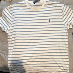 Polo Ralph Lauren Men’s Classic Fit Striped Crew Neck Tee L White/Blue Logo