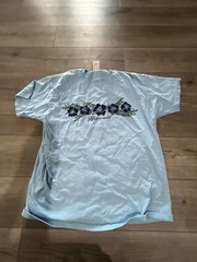 Fruit of the Loom Heavy Cotton Light Blue Hawaii Hibiscus Graphic T-Shirt