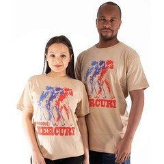 Men’s Freddie Mercury Multicolour Photo T-shirt Large Sand