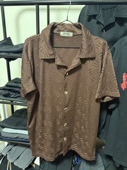Men’s Brown Oversized Button-Up Shirt Size L Casual style