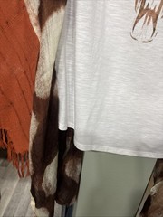 Upcycled T-Shirt Steer/Cow Poncho Reworked Fringe Sleeves Boho Fashion 1 SZ Read