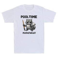 Pool Time Madafakas Funny Raccoon Billiards Player Sarcastic Quote Men’s T-Shirt