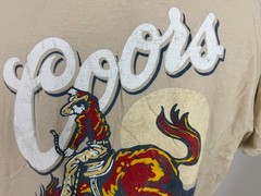 Coors Cowboy Shirt Adult XL Beer Promo Horse Bucking Bronco Western Beige Cotton