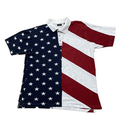 Redhead American Flag Shirt Men L vtg 90s y2k Asymmetric Cut &Sew Red White Blue