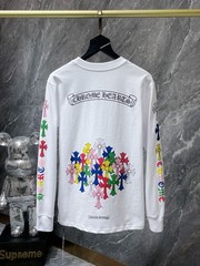 Chrome Hearts Men’s Logo Graphic Cotton Pocket Tee White Long Sleeve Sz L