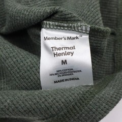 Members Mark Thermal Henley Shirt Mens Medium Green Pullover Dexter