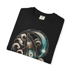 Blackwork Comet Fishing Lure Lantern T-Shirt Graphic