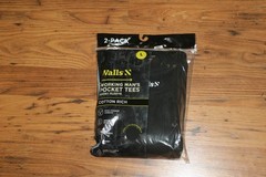 NIP Walls Working Man’s Pocket Tees S/S Cotton Rich – L – Black – 2 Pack