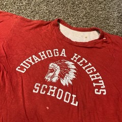 Vintage 50s 60s Double Face T Shirt Native American Cuyahoga High School Sz S
