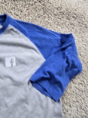 Facebook Shirt Mens XL Gray Blue Raglan 3/4 Sleeve Baseball Tee Logo LAT