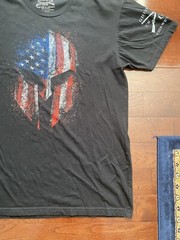 Grunt Style Shirt Mens XL American Flag Spartan Helmet “THIS WE’LL DEFEND”
