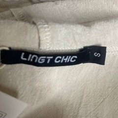 Lingt Chic Hooded Button Up Shirt Small Beige New Short Sleeves Lightweight