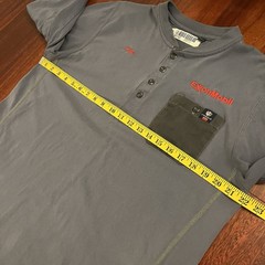 Tyndale FR Shirt Large Henley Blue Fire Resistant Work Button Long Sleeve Exxon