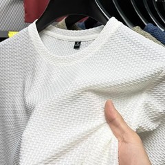 Men’s Short Sleeve Mesh Bamboo Ice Silk T-shirt Casual Versatile Summer Elastic