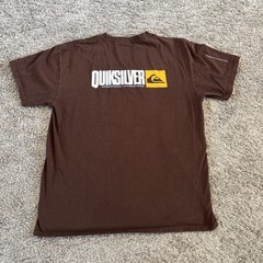 Vintage Y2k Quiksilver T Shirt Box Logo Brown Skate Streetwear Surf Size Large L