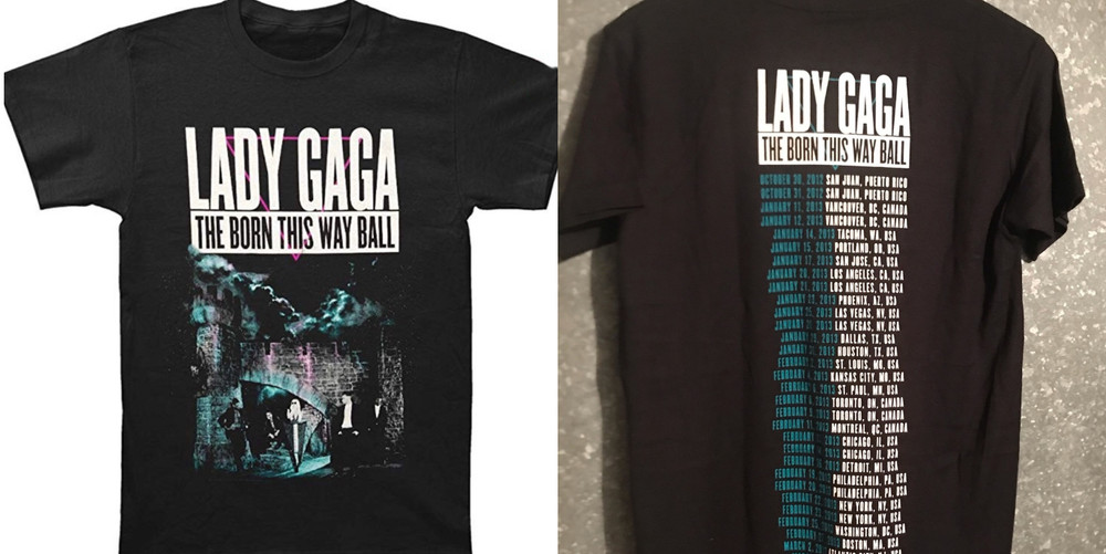 Lady Gaga Born This Way Ball Tour T-Shirt Concert Graphic Band Tee S-5XL