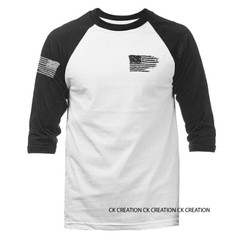 Distressed Flag Crest Patriotic American Pride US Flag USA 3/4 Sleeve Raglan