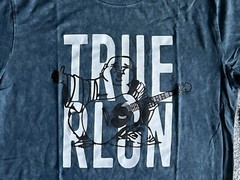 True Religion T Shirt Sz XL Blue Buddha Mineral Wash Distressed Short Sleeve