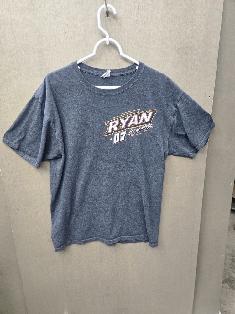 Ryan Racing 07 Dirt Track Racing T Shirt Large Gray Sponsor Graphic Tee