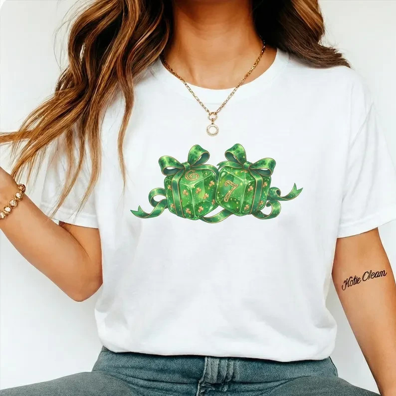St. Patrick’s Day Lucky Green Dice Unisex T-Shirt Irish Shamrock Holiday Gift