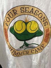 Vintage Four Seasons Summer Camp Frog Tennis Theme T Shirt Size Large