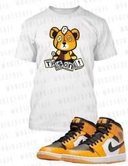 The One Graphic Sneaker Bear Tee Shirt Match J1 Mid Light Yellow Pro Club Shaka