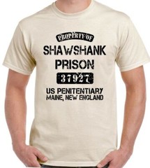 Shawshank Redemption T-Shirt Property Of Prison Mens Funny Movie Stag Doo Do