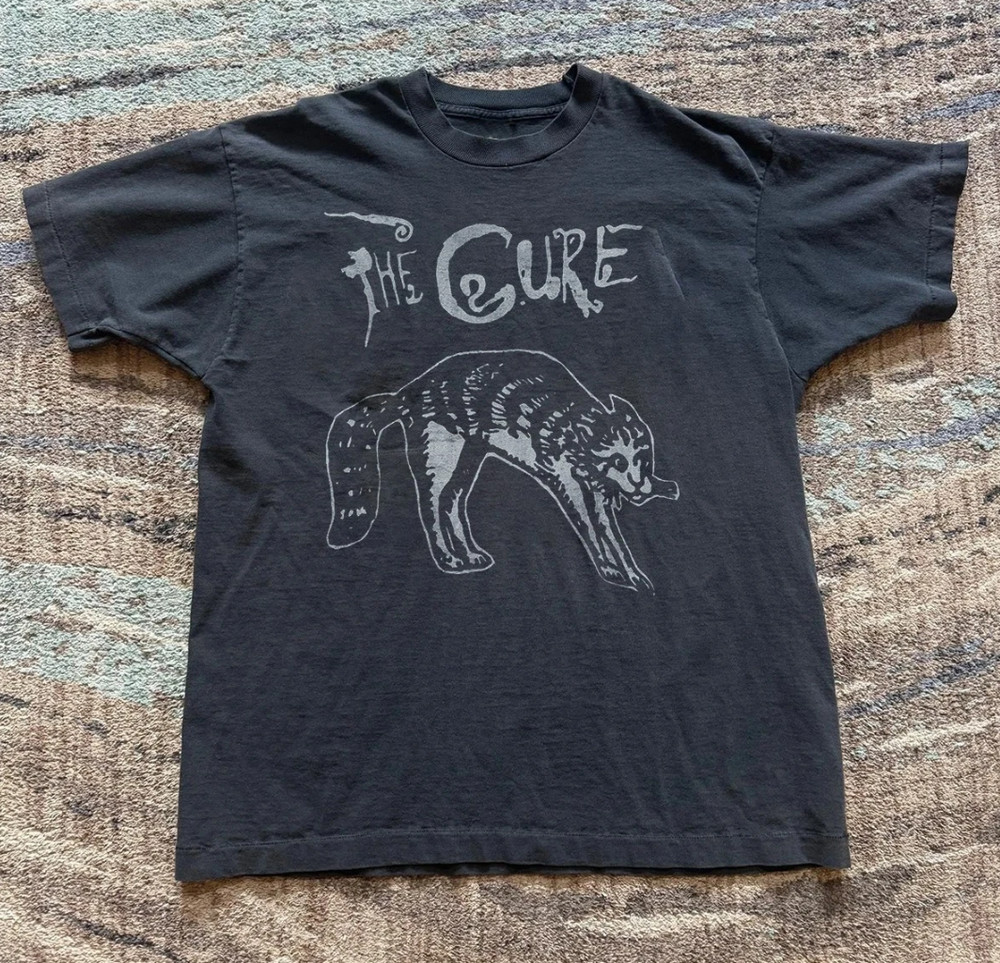 RARE! The Cure Rare Cat Artwork Vintage Unisex Black T-shirt Size S to 5XL