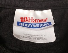 Hanes Heavyweight Mens Short Sleeve T-Shirt Black International Pipelining Sz XL
