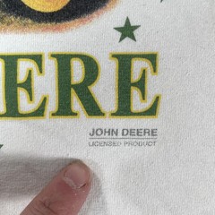 Vintage John Deere Shirt Mens Large White Tractor Farm Patriotic Graphic Gildan