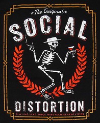 SOCIAL DISTORTION T-shirt Punk Rock Skeleton Logo Adult Mens Black New