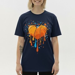 Basketball Heart T-Shirt Sports Art Paint Drip Athlete Valentine Gift