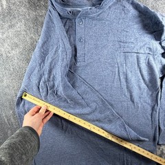 LL Bean Shirt Mens XXLT Blue River Drivers Henley Heather Wool Two Layer Base