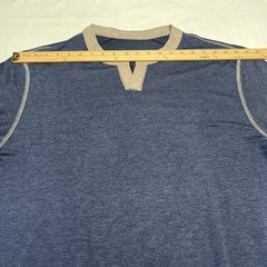 Men’s Henley Longsleeve Shirt Lightweight V Neck Pullover Navy Blue Size XL
