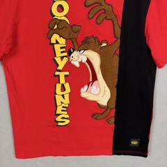 Looney Tunes Shirt Mens Large Red Taz Tasmanian Devil Chenille Applique Graphic