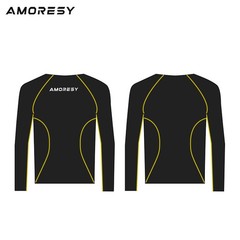 AMORESY Men Glossy Satin Oil Long-Sleeve Fitness T-Shirt Round Neck Running Tops