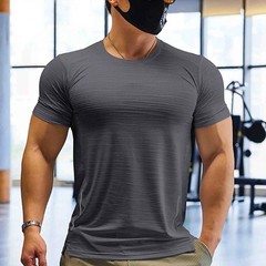 Muscle Training Compression T-shirt Man Running Dry Fit Tee Plain Color Plus Siz