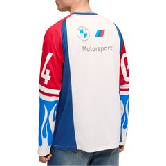PUMA Bmw M Motorsport Graphic Crew Neck Long Sleeve T-Shirt Mens Blue Casual Top