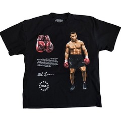 Mike Tyson XL Black Graphic T-Shirt Undisputed Gloves Detail