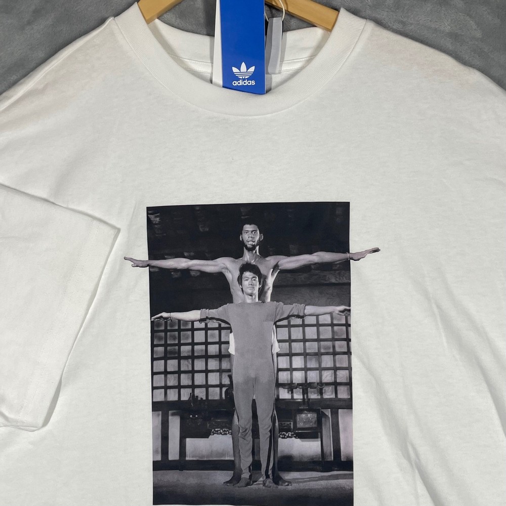 Adidas Originals Bruce Lee Kareem Abdul-Jabbar Icon Tee White Mens Large NEW