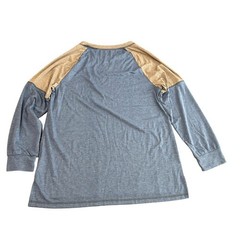 Unisex M Brown Blue Henley Shirt Long Sleeve Lightweight Casual Pullover Comfort