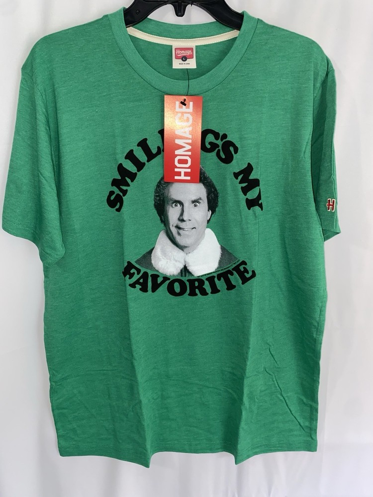 NWT Homage Smiling’s My Favorite Will Ferrell ELF Christmas Movie T Shirt Large