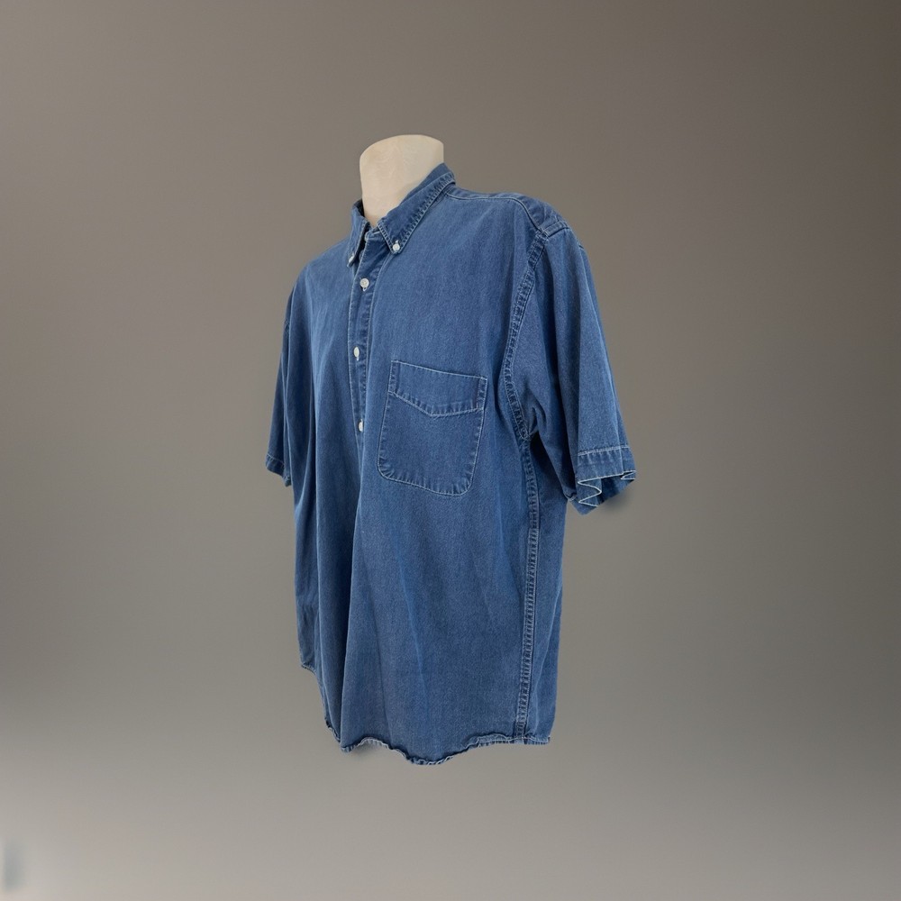 AB American Blue Mens L Blue Authentic Denim Cotton/Rayon SS Shirt
